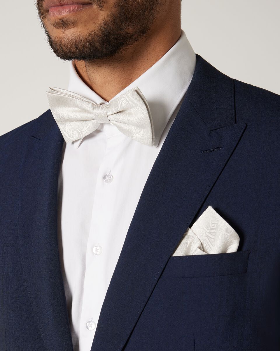 Silk Paisley Jacquard Pocket Square, Ivory, hi-res